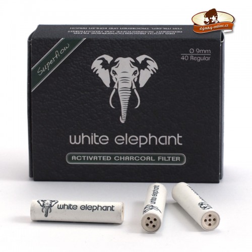 Filtry dýmky White Elephant uhlíkové/40ks -   9 mm