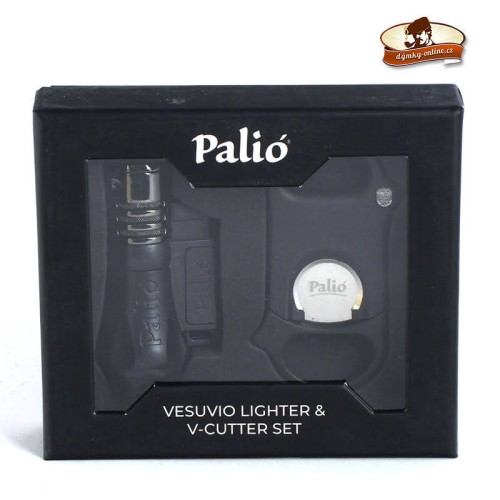 Doutníkový zapalovač Palió Set Vesuvio lighter + cutter GS-111BK