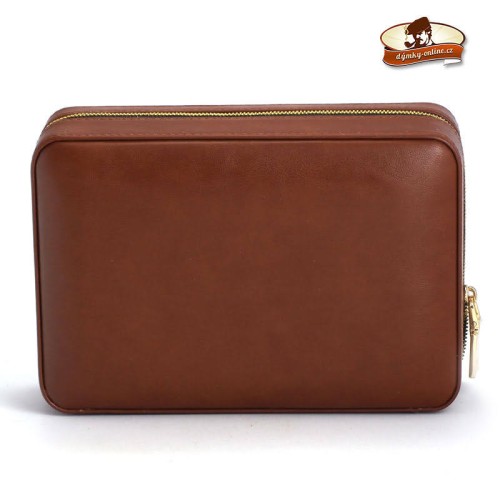 Cestovní humidor  kožený H.R. travel humidor Passatore brown/zip 560013/4